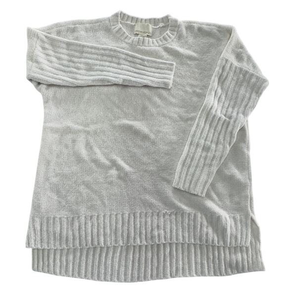 Cynthia Rowley Sweater Womens Medium White Rib Knit Pullover Crewneck Soft Top - Picture 1 of 8